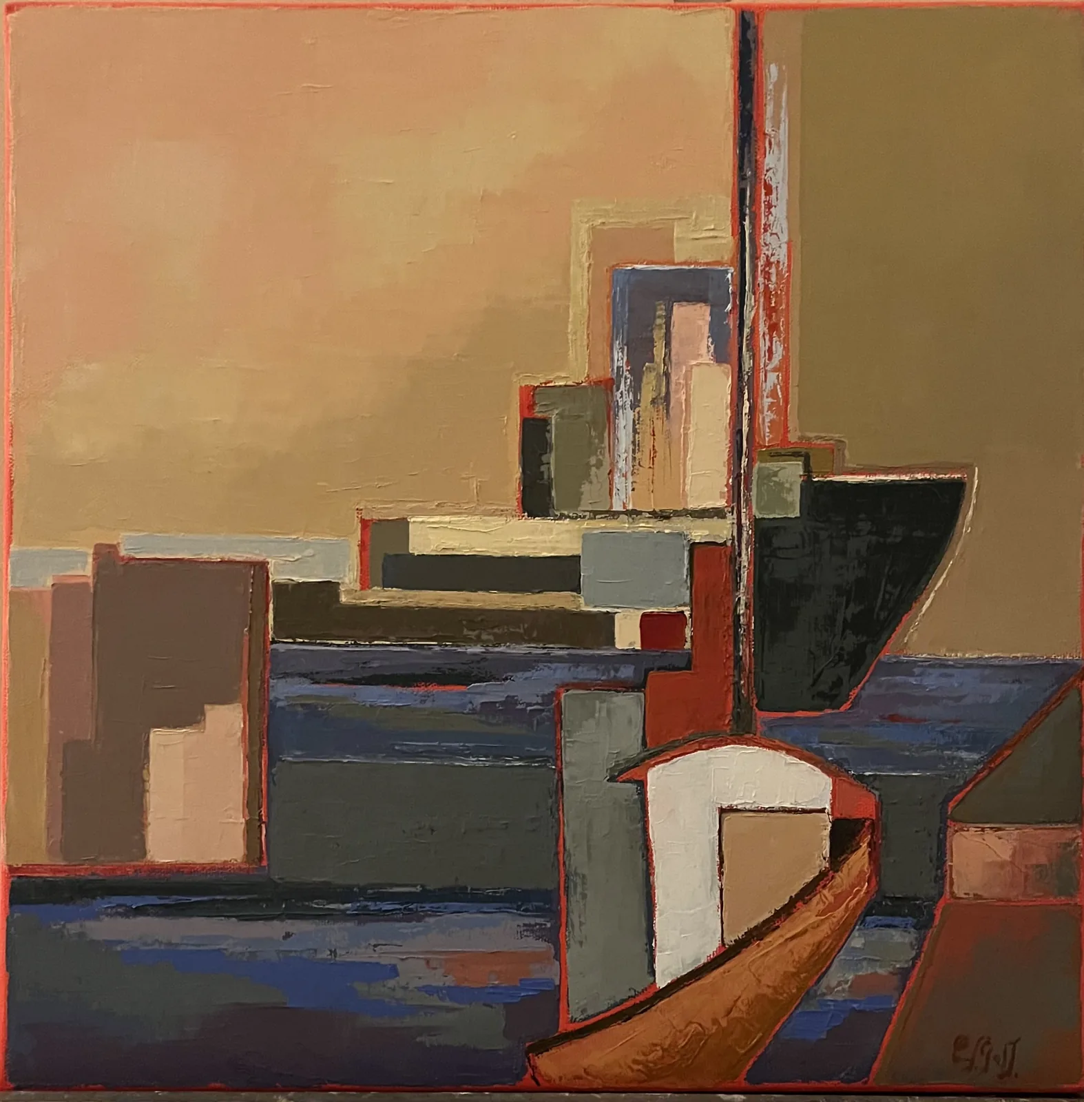 Fantaisie marine, huile sur toile