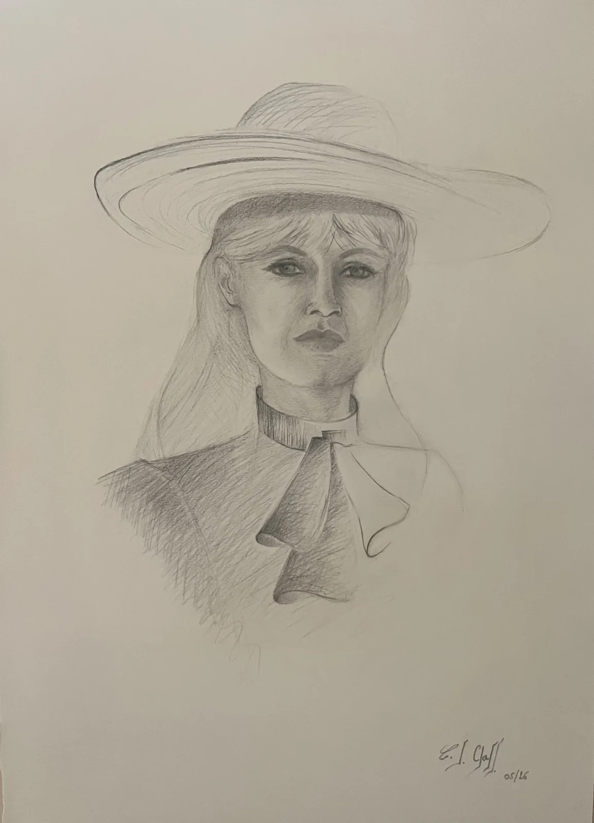 La dame de Saint-Tropez, crayon sur papier