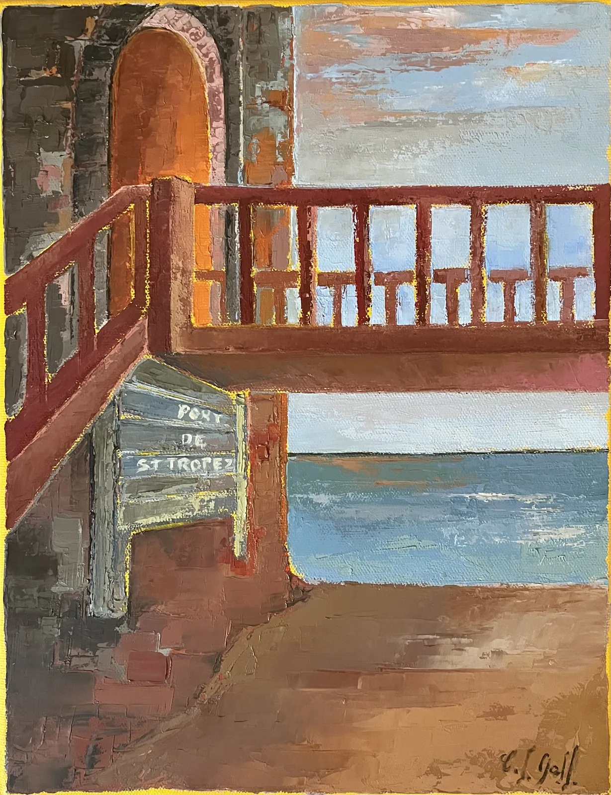 La Passerelle a Saint-Tropez, huile sur toile