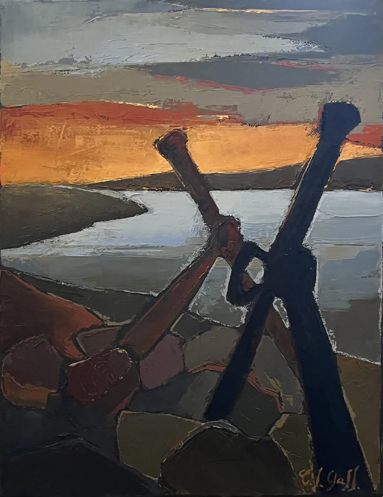 Les Ancres a Saint-Tropez, huile sur toile