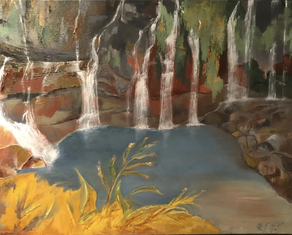 Cascades du Grand Galet, La Réunion, huile sur toile réalisée sur commande
